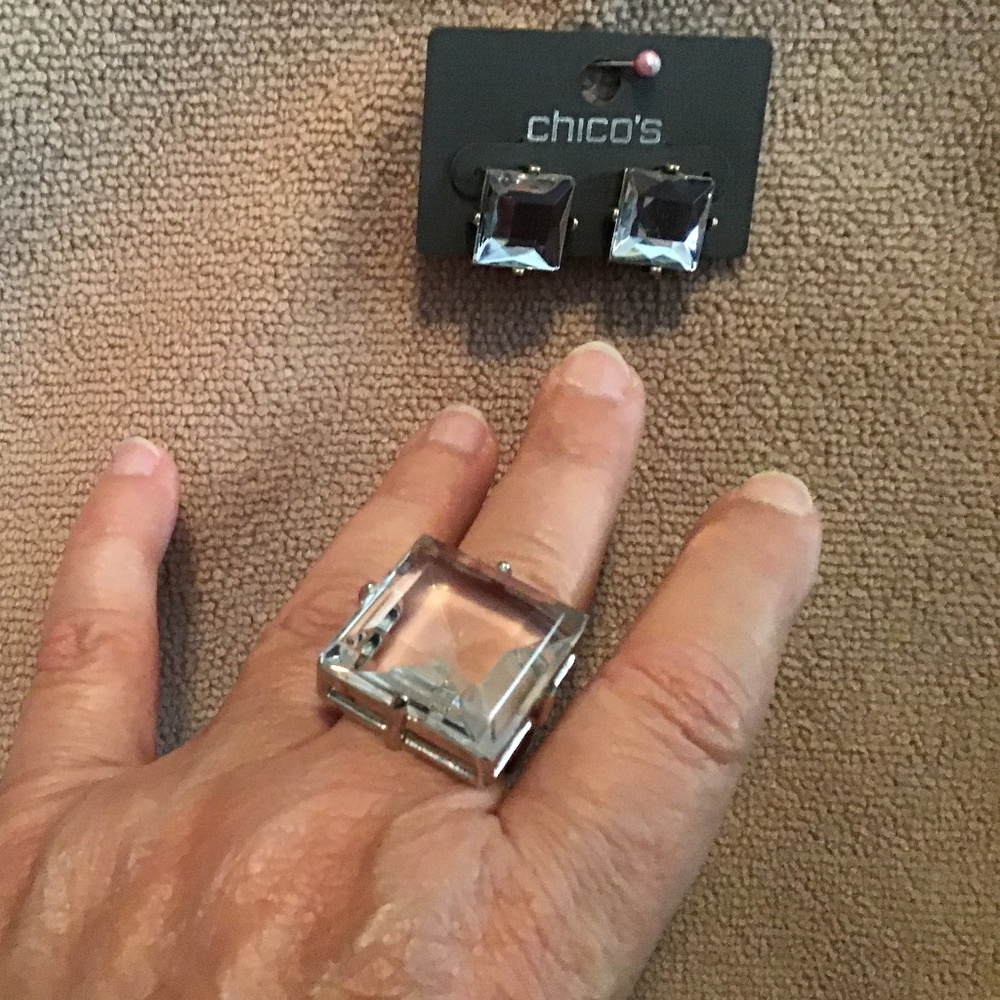 Chico’s crystal earring & ring set